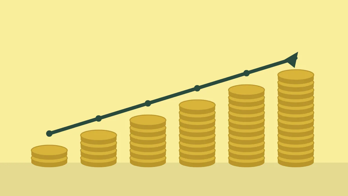 Stacks of coins growing taller month after month